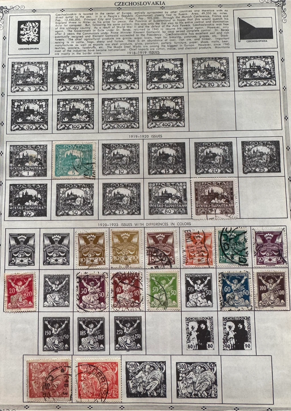 Old Collectable Czechoslovakia Postage Stamps