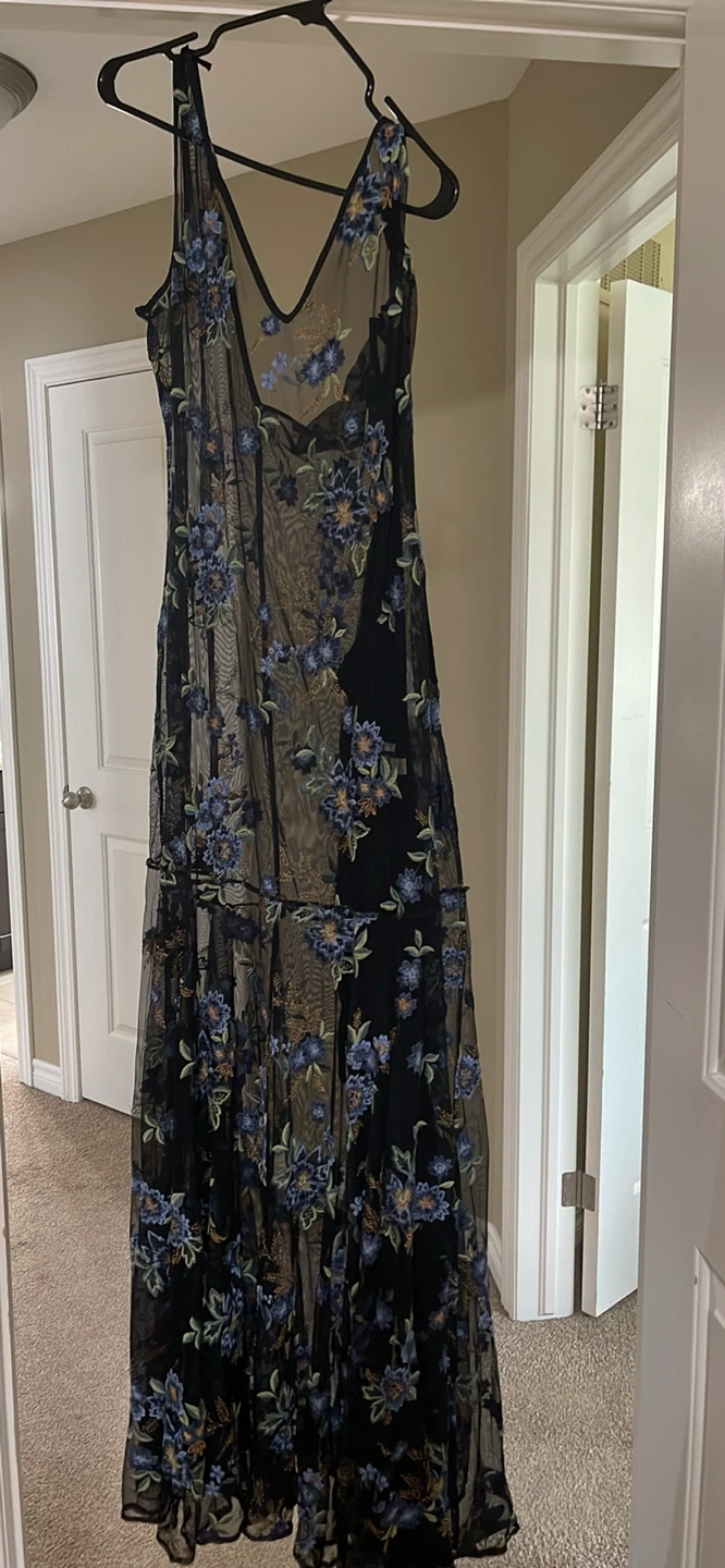 Black floral sheer maxi dress