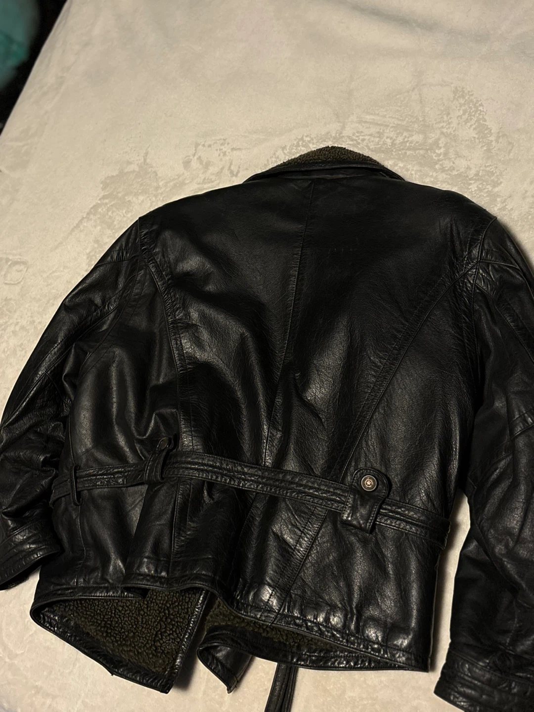 Midway Black Leather Jacket with Sherpa Lining - photo 2