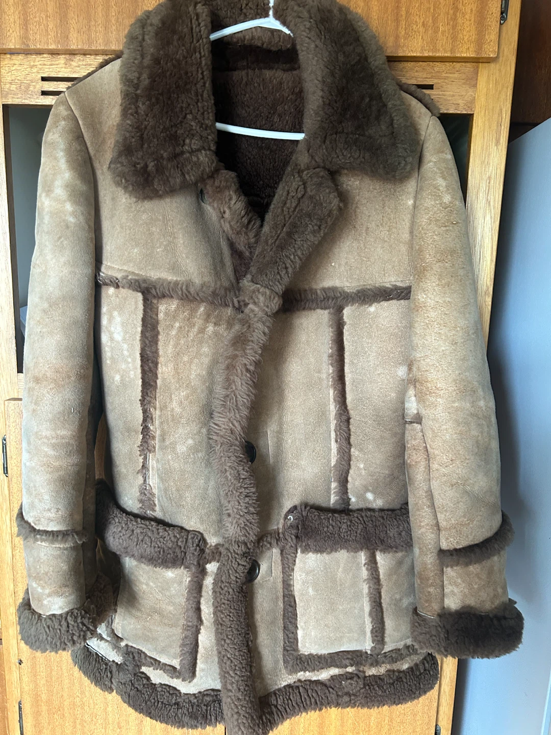 Brown Suede Shearling Coat