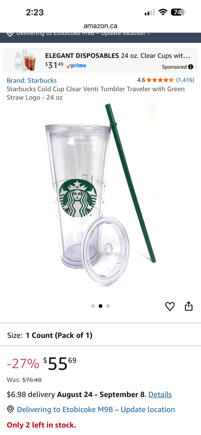 Starbucks Venti Tumbler 24 oz
