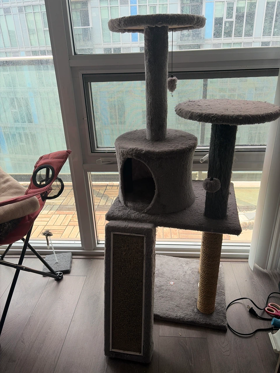 Grey Cat Tree with Scratching Post