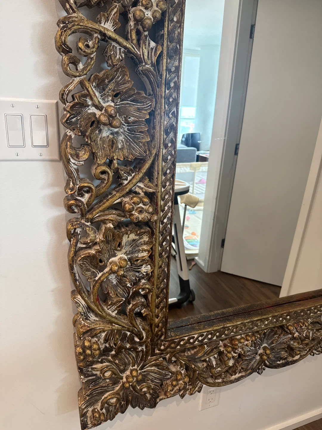 Ornate  beautiful Carved  wooden Frame Mirror - photo 3