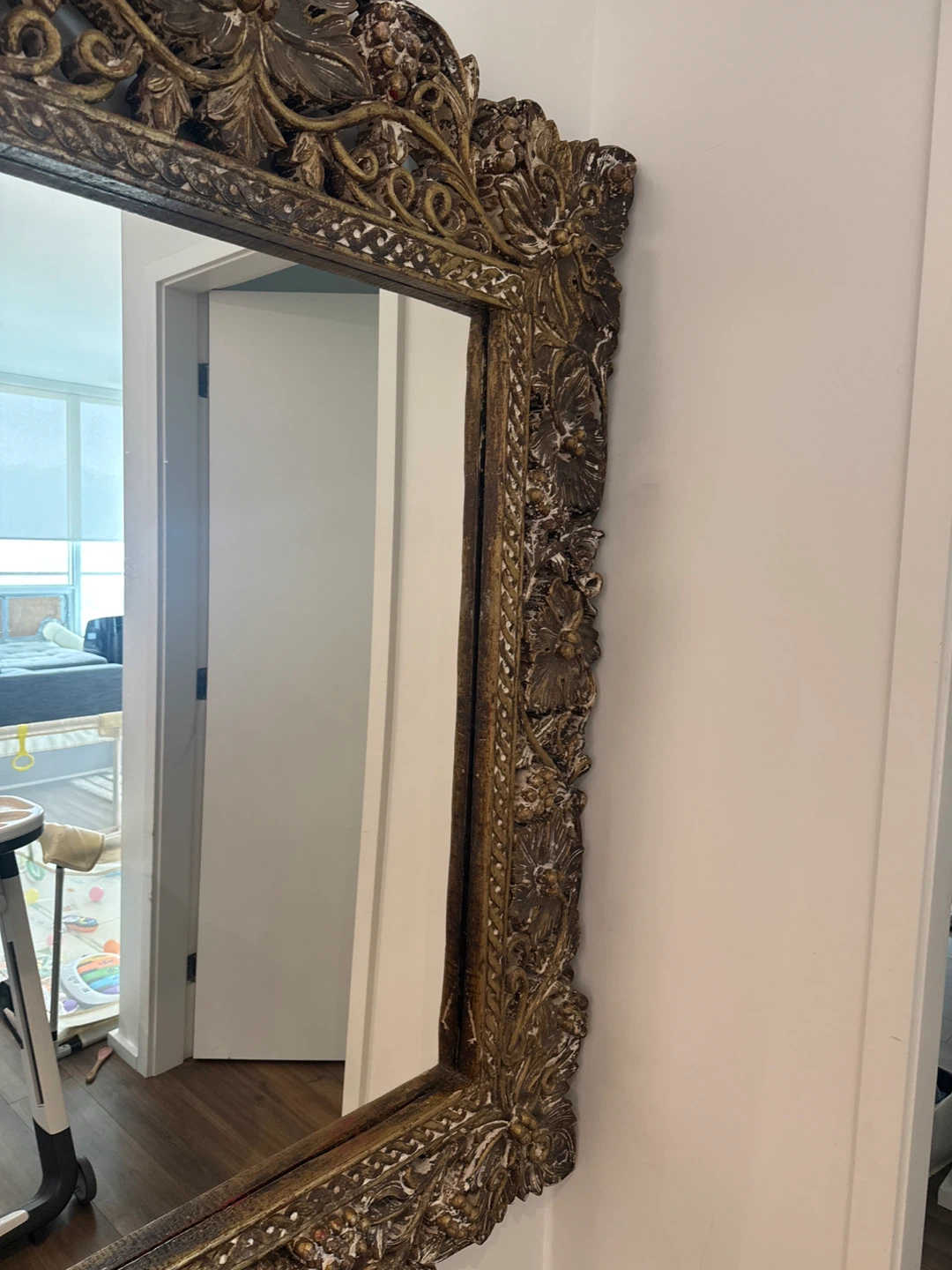 Ornate  beautiful Carved  wooden Frame Mirror - photo 4