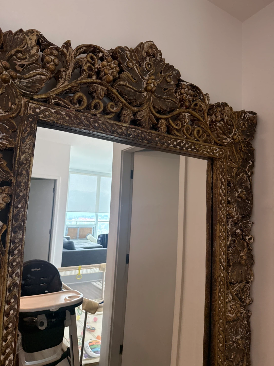 Ornate  beautiful Carved  wooden Frame Mirror - photo 5