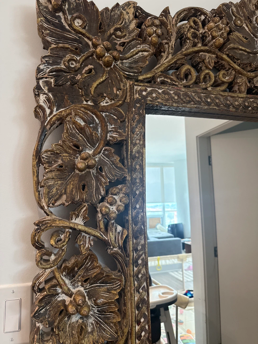 Ornate  beautiful Carved  wooden Frame Mirror - photo 2