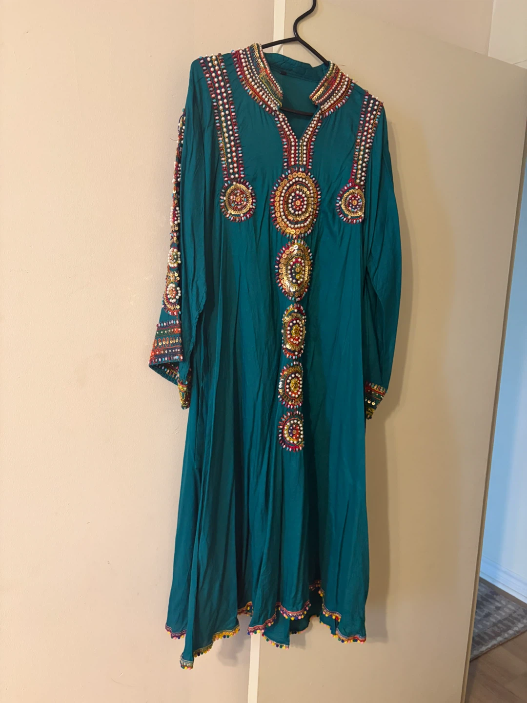 Embellished Teal Kaftan Dress XL - photo 3