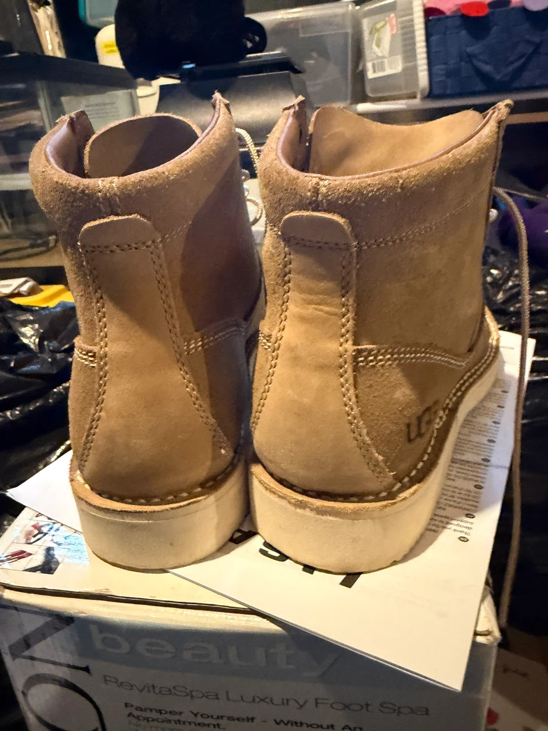 Ugg Men's Leather Lace-Up Boots - Tan - Size 8.5 - photo 4