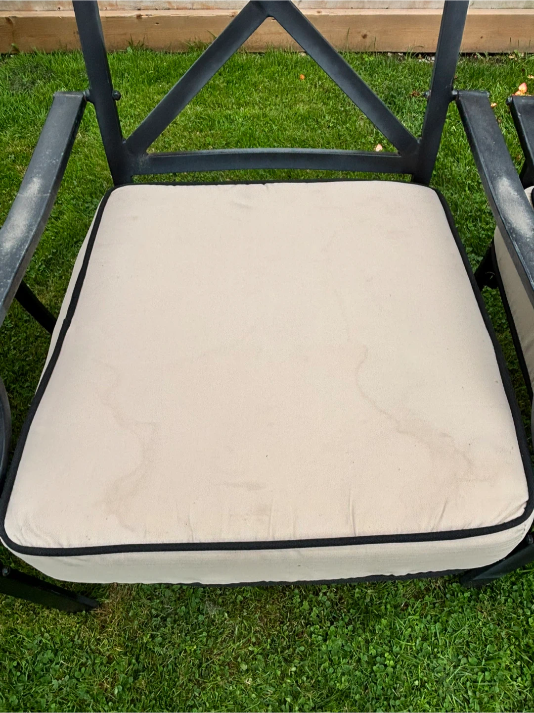 Set of 4 Black Metal Patio Chairs with Cushions - photo 5