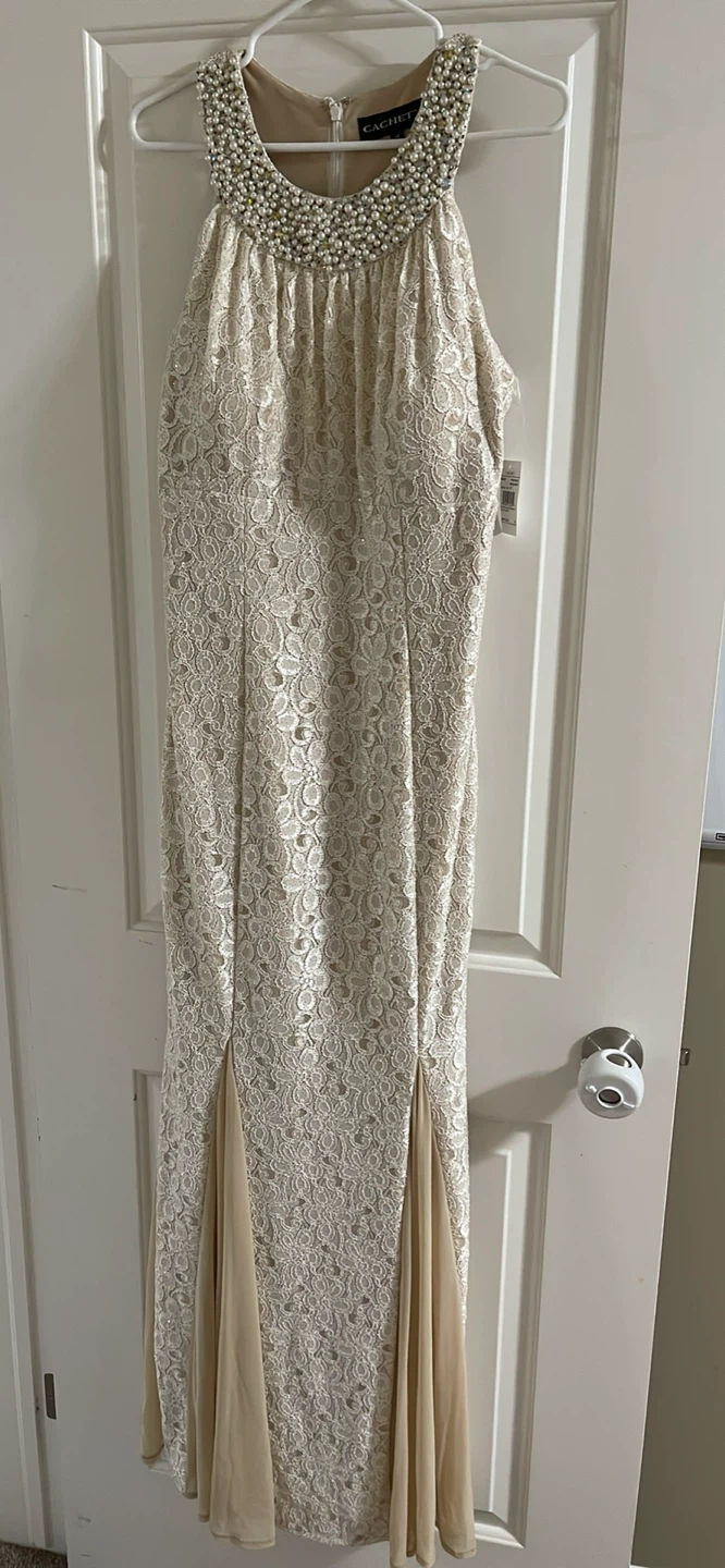Brand New Cachet Embellished Beaded Neckline Maxi Dress