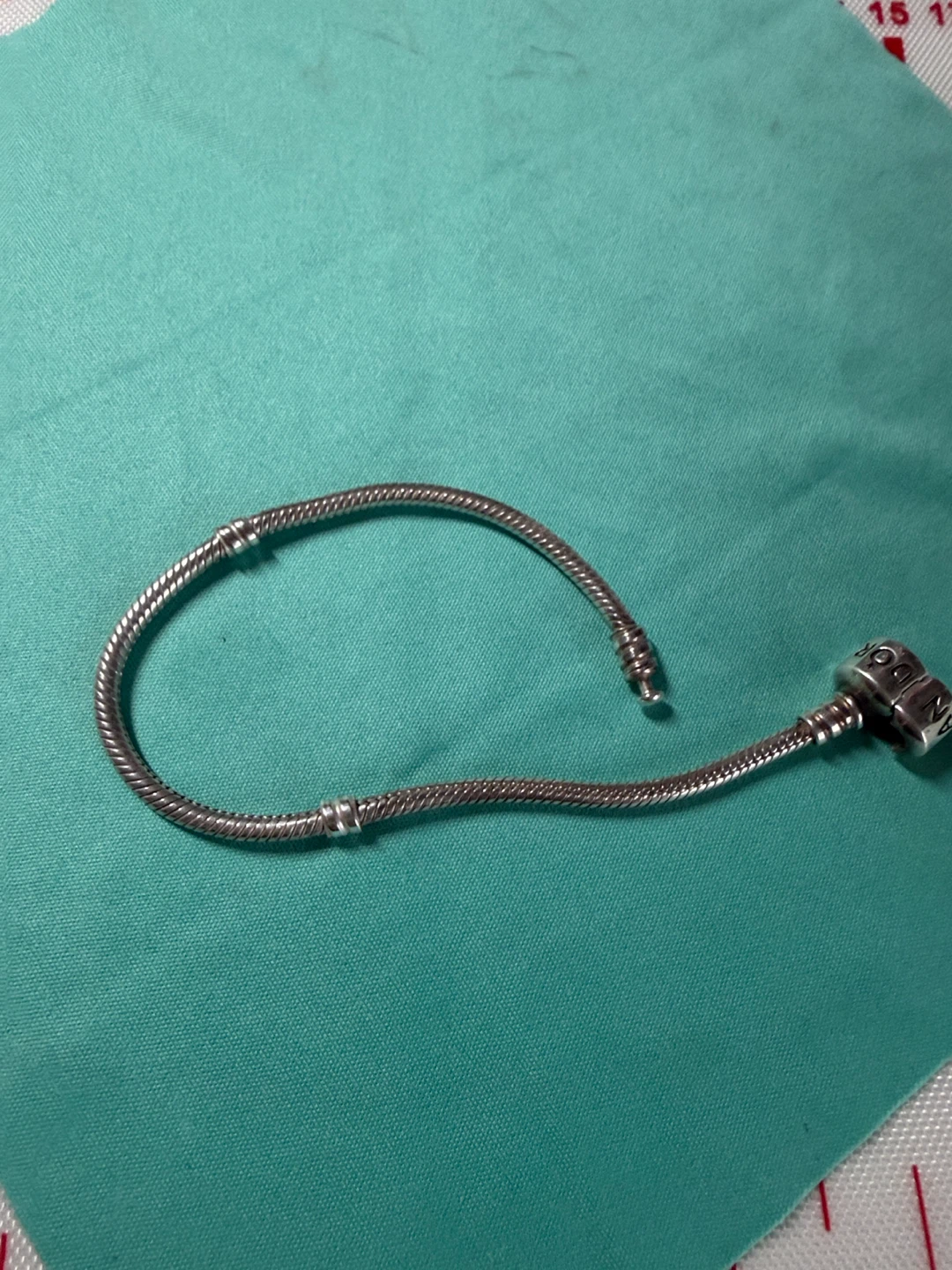 Pandora Barrel Clasp Snake Sterling Silver Chain Bracelet 7.5 IN - photo 2