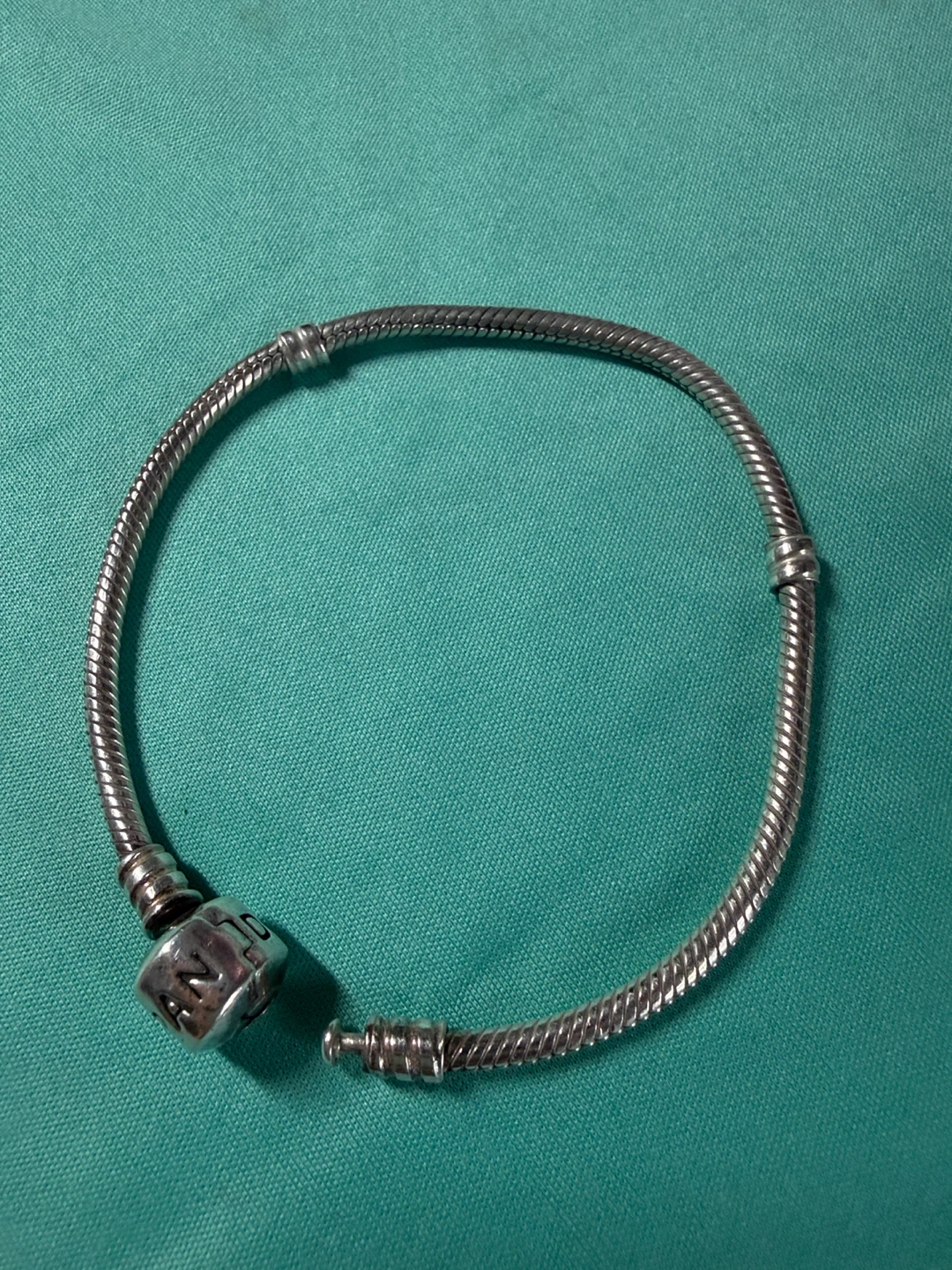 Pandora Barrel Clasp Snake Sterling Silver Chain Bracelet 7.5 IN - photo 5