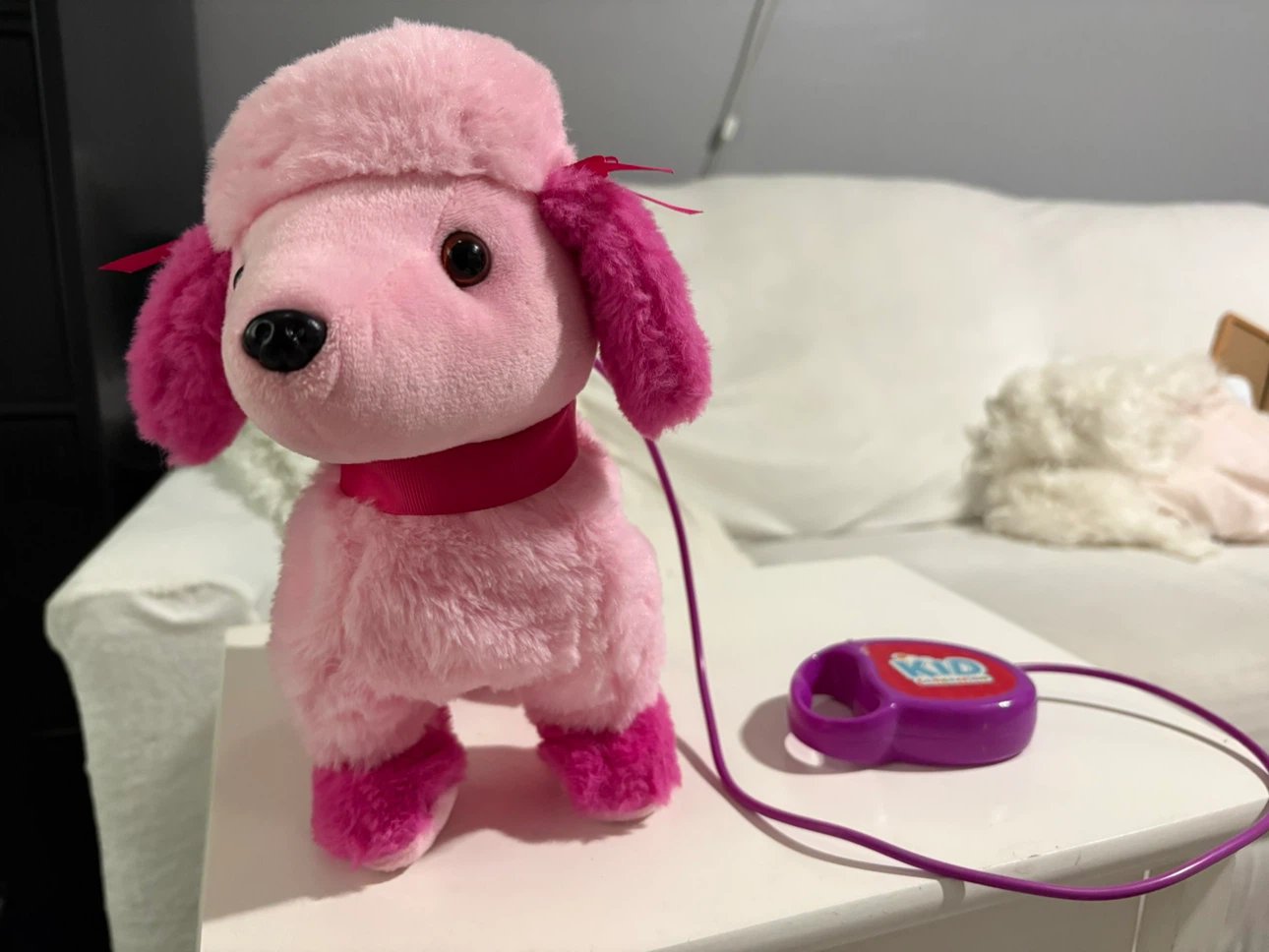 Pink Walking Poodle Toy with Leash