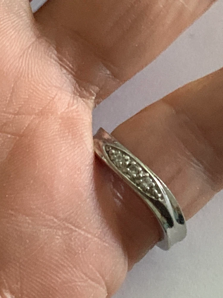 Sterling Silver Band Ring with Stones - photo 2