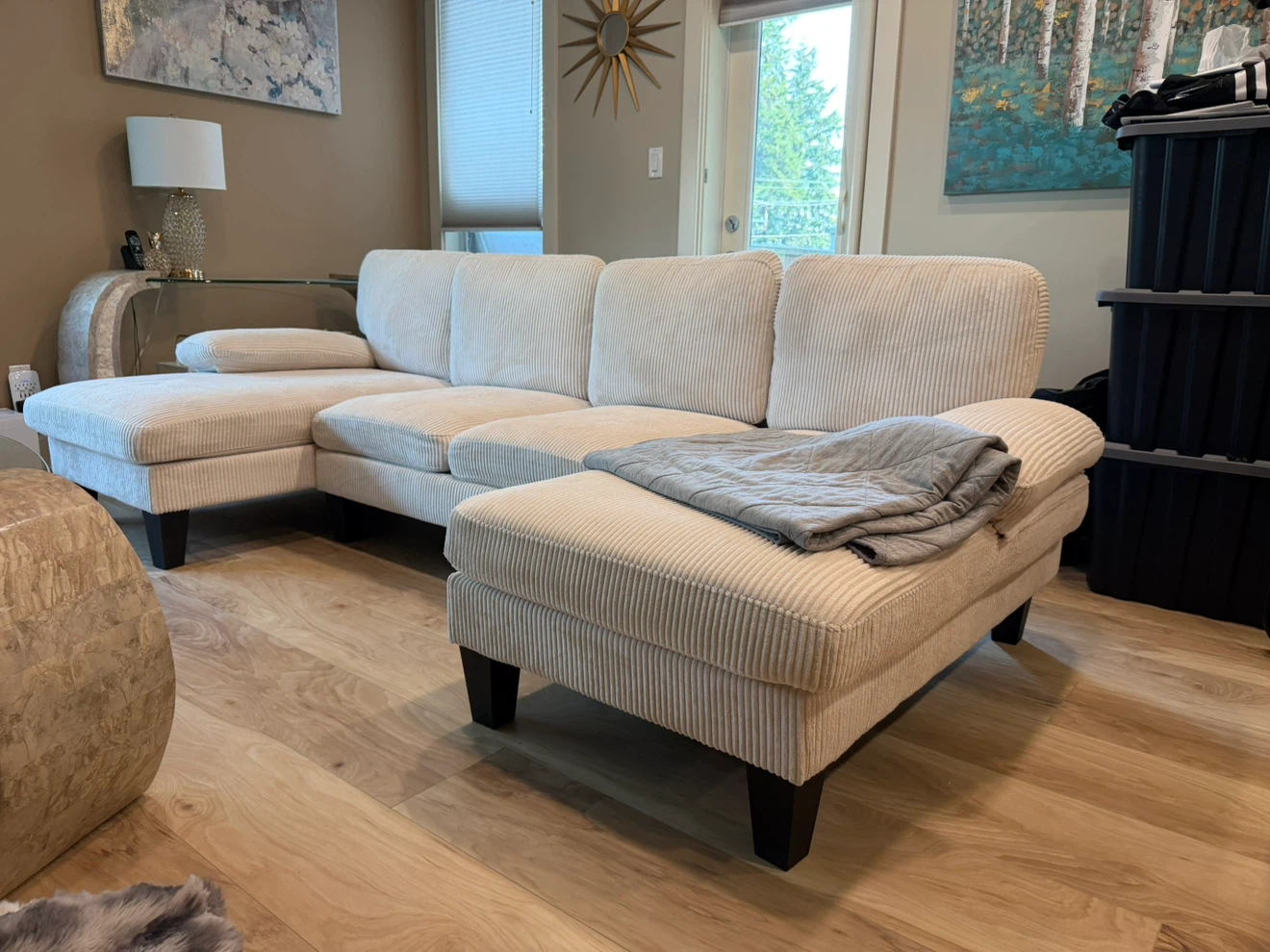 Sectional Sofa with Chaise Beige - photo 2