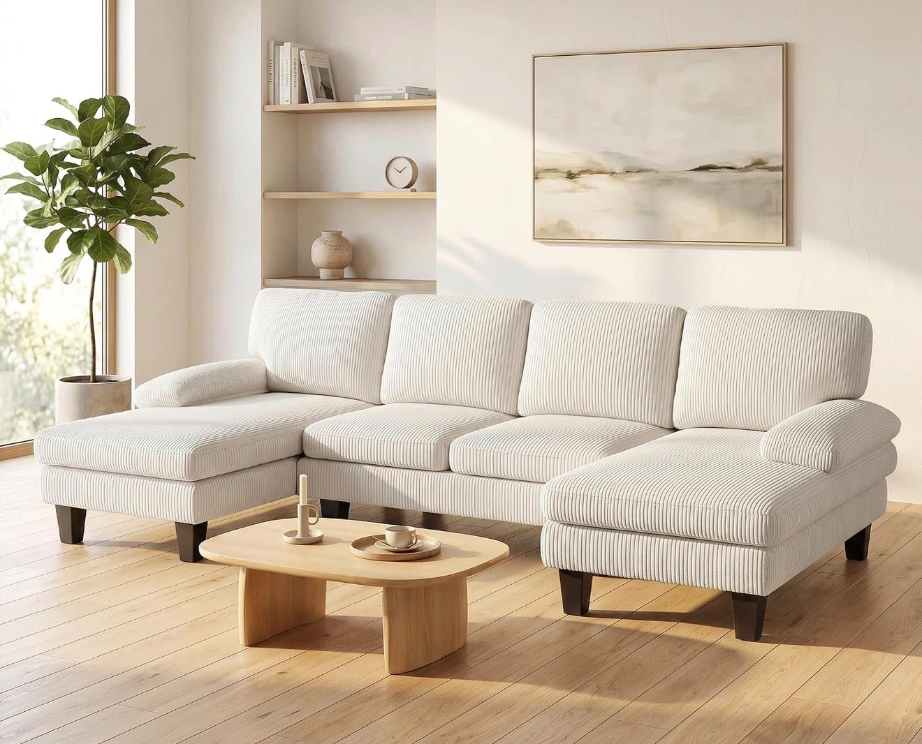 Sectional Sofa with Chaise Beige - photo 3