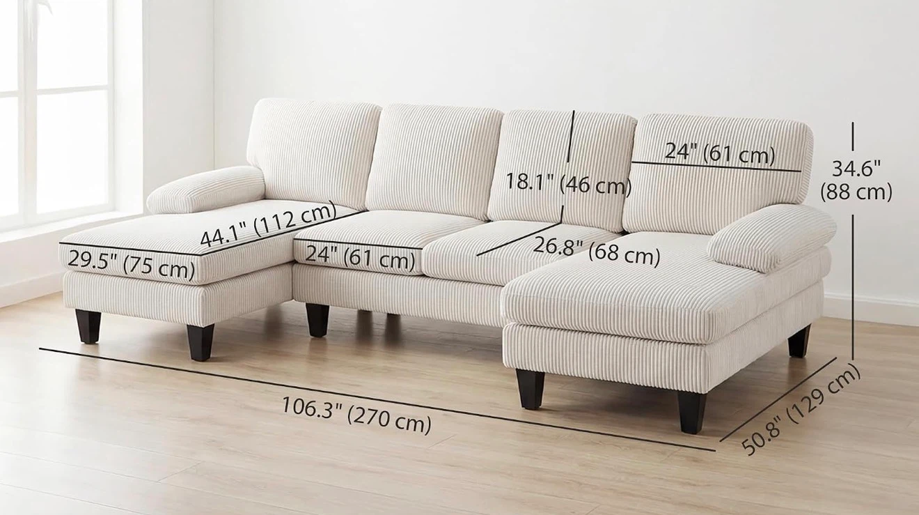 Sectional Sofa with Chaise Beige - photo 4