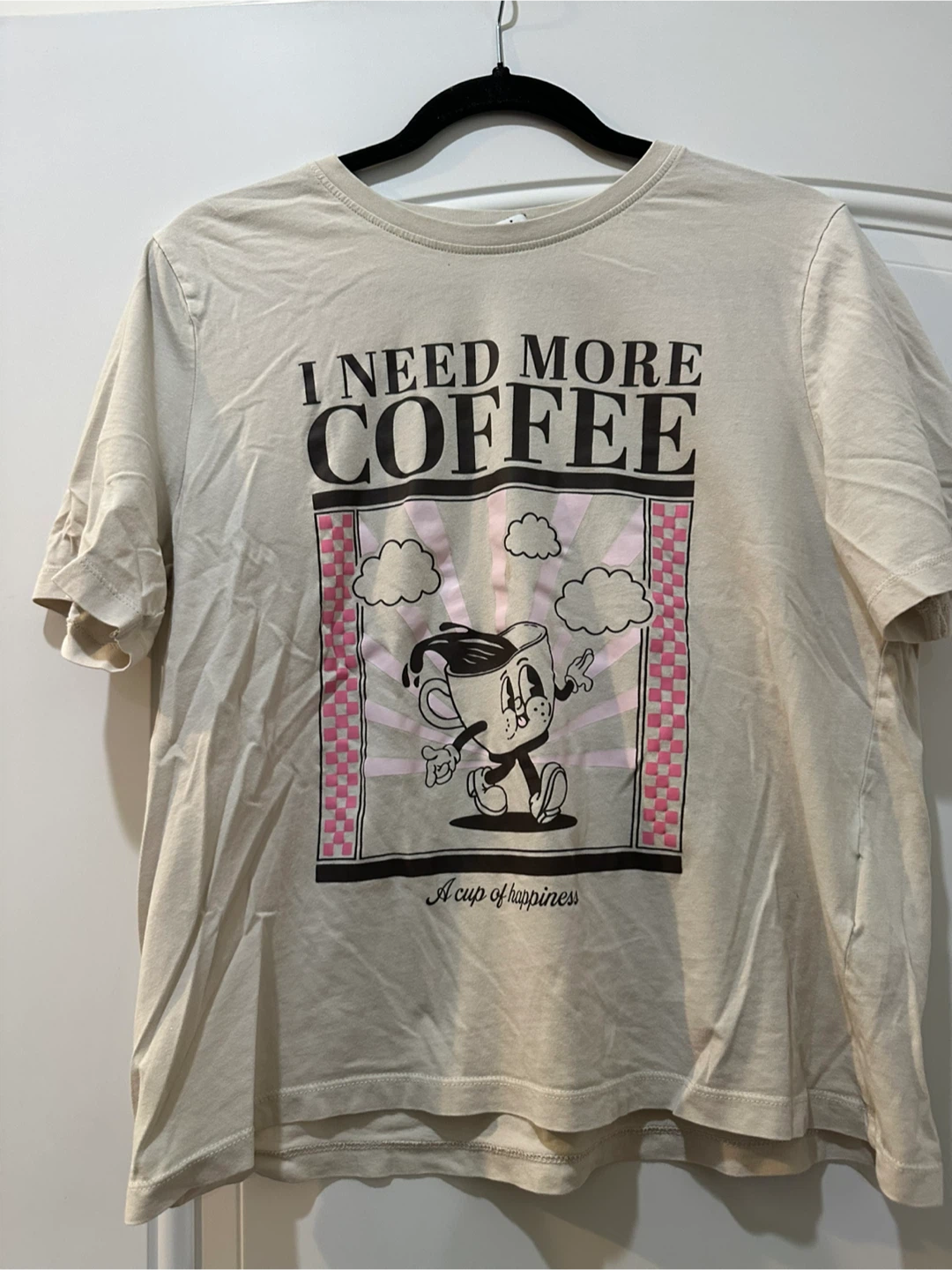 ONLY "I Need More Coffee" T-Shirt Size L
