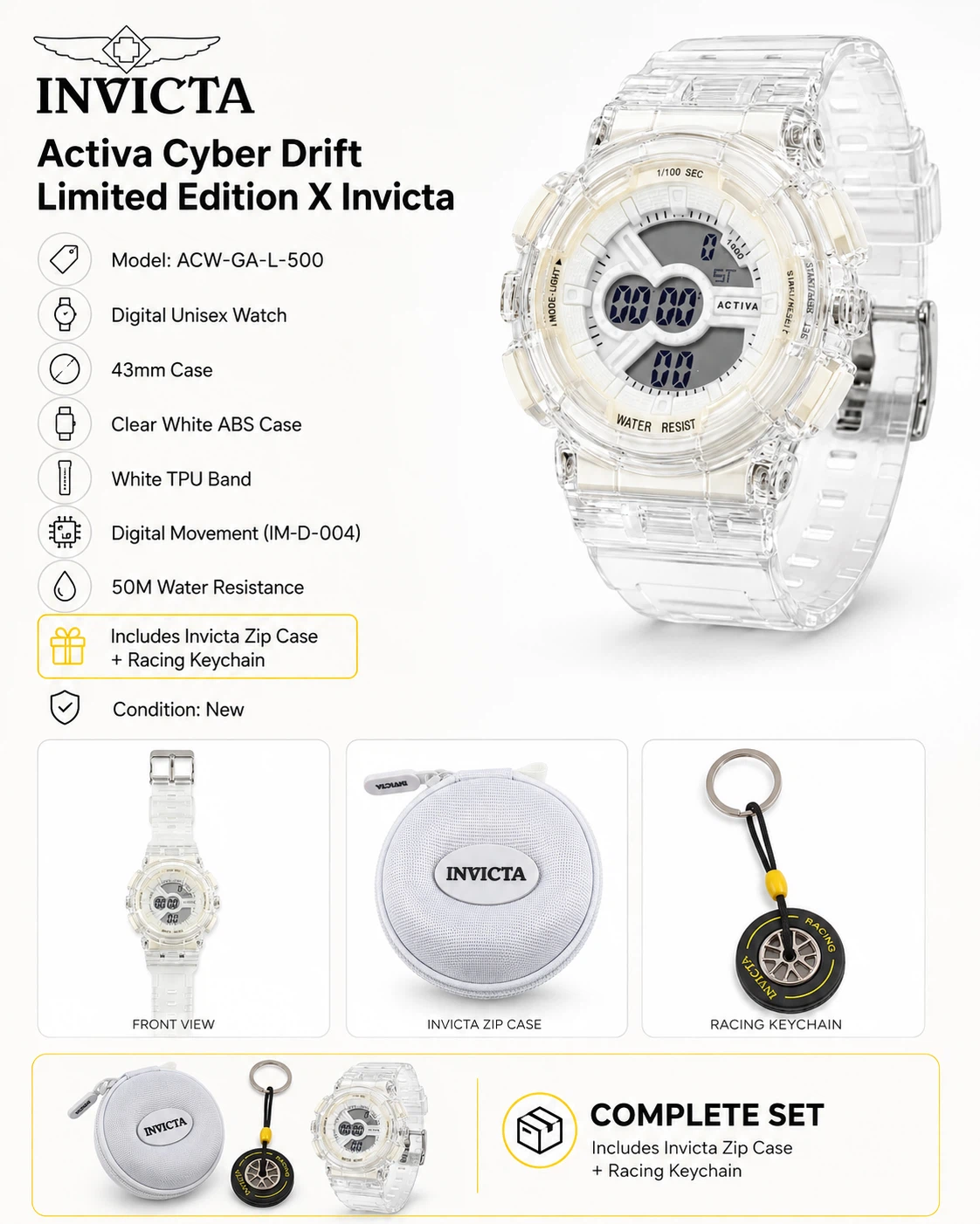 NEW Activa X Invicta Cyber Drift 43mm Digital Watch Set - photo 2
