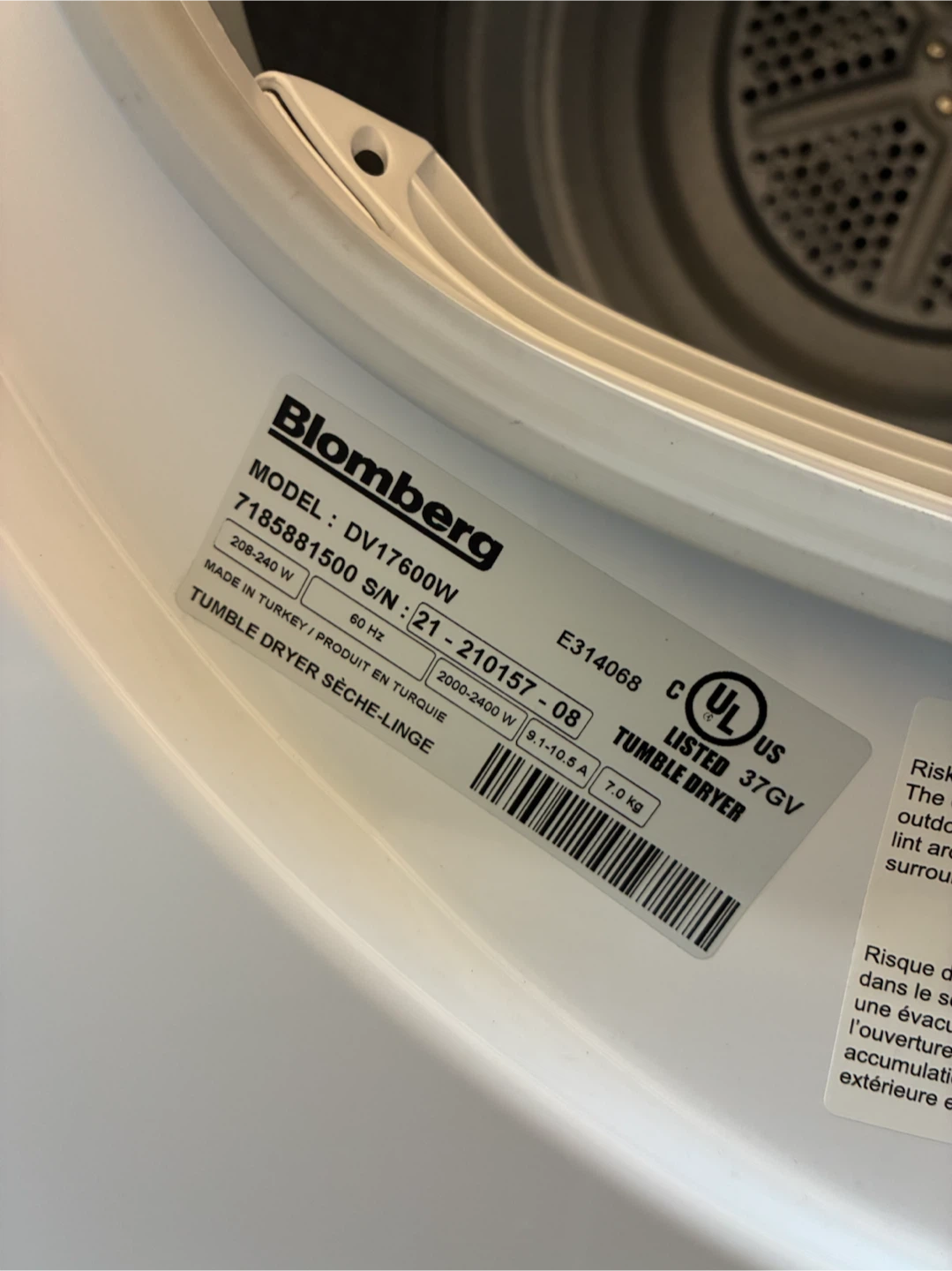 Blomberg DV17600W Tumble Dryer - photo 3