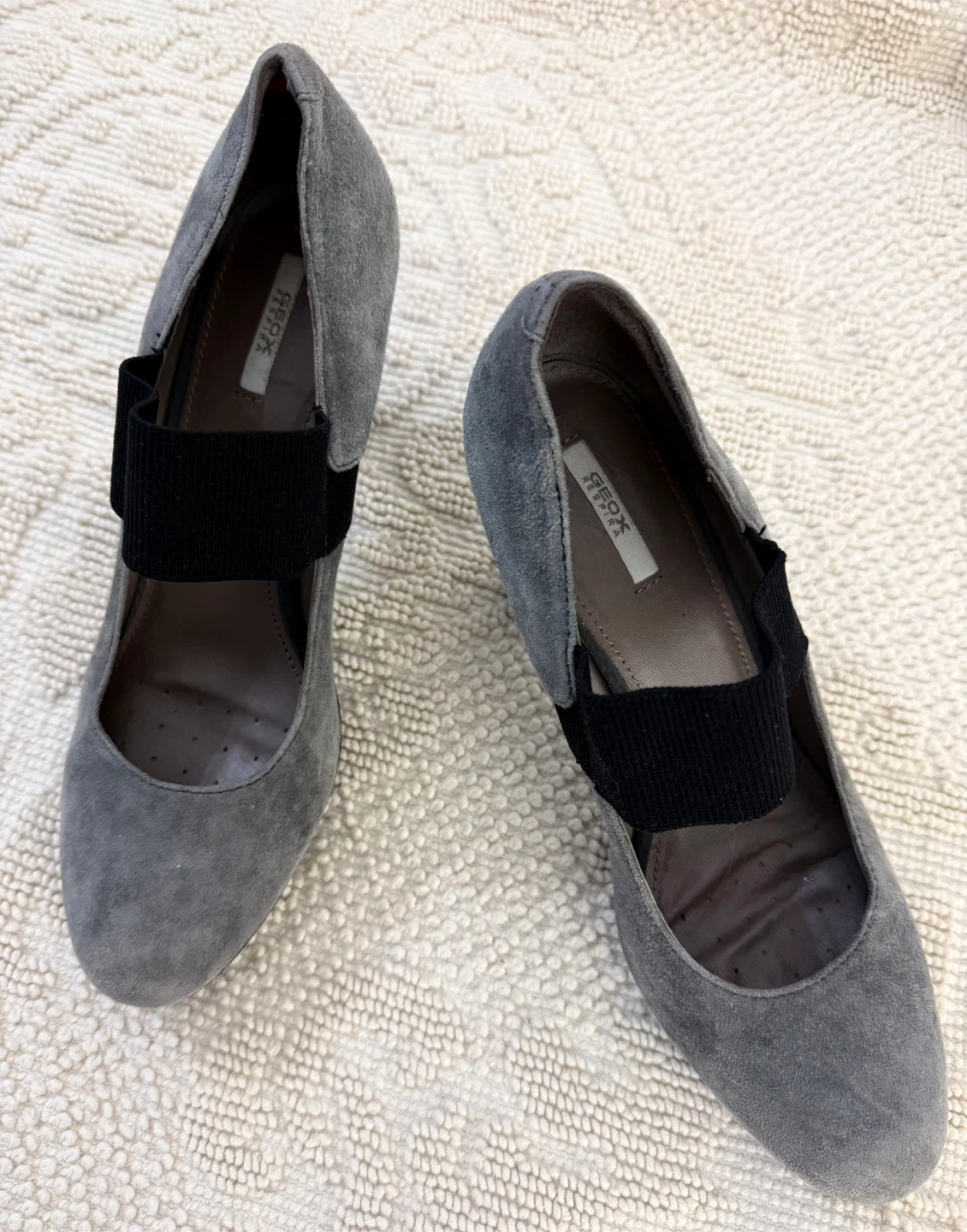 Geox Grey Suede Heeled Mary Jane Shoes - photo 2