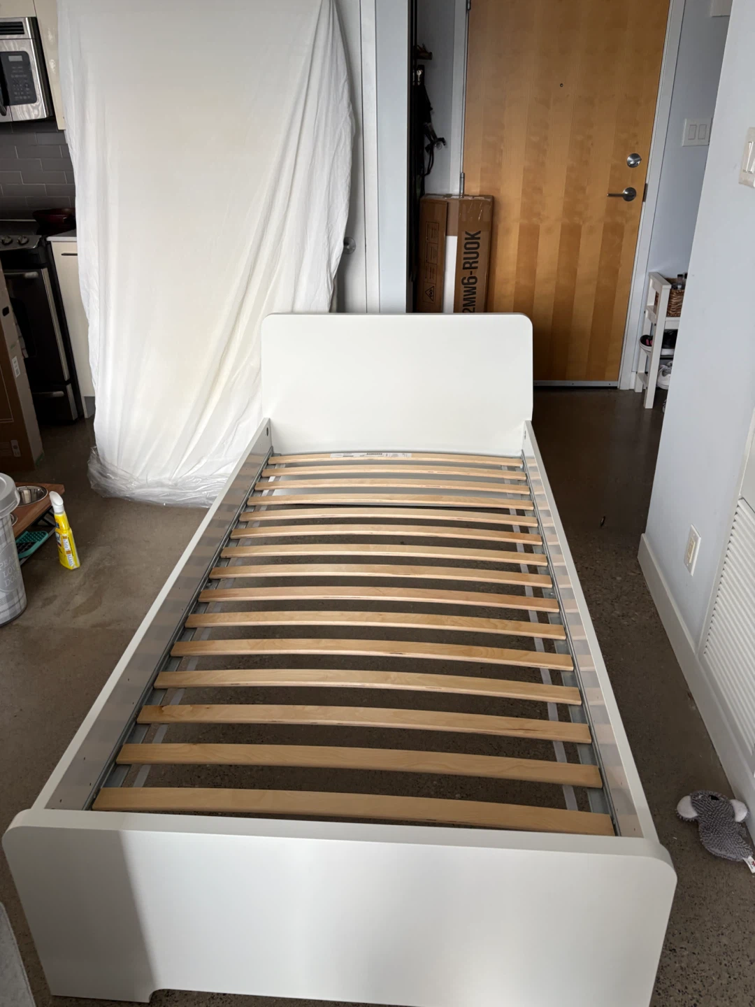 White IKEA Twin Bed Frame with Slats (Mattress Included)