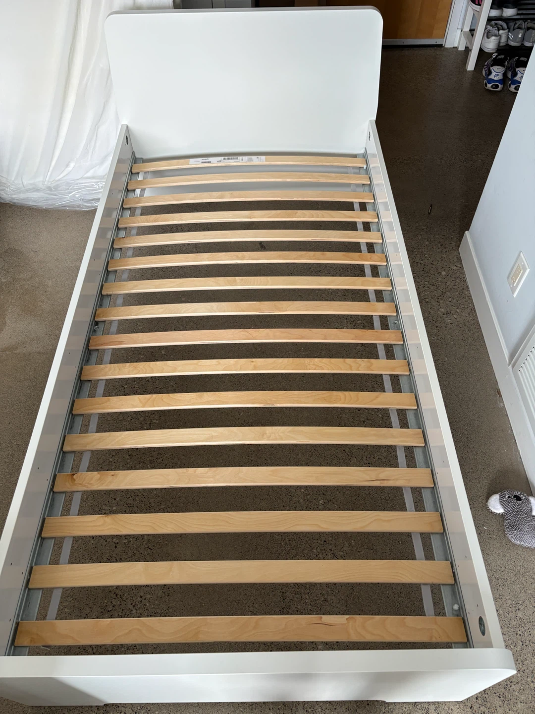 White IKEA Twin Bed Frame with Slats (Mattress Included) - photo 2