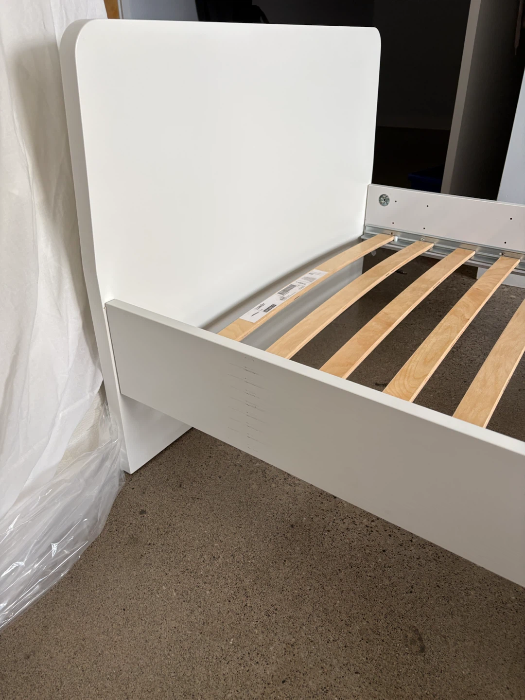 White IKEA Twin Bed Frame with Slats (Mattress Included) - photo 3