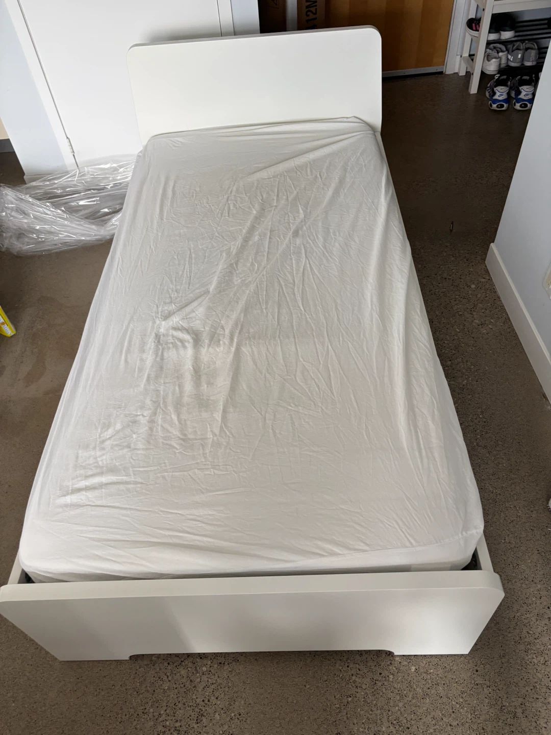 White IKEA Twin Bed Frame with Slats (Mattress Included) - photo 5