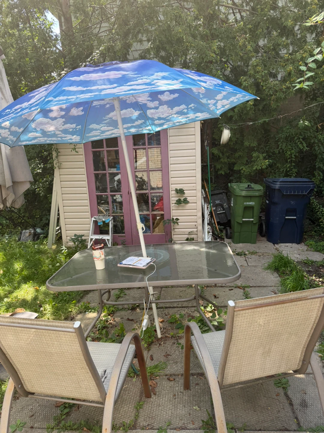 Patio Umbrella with Sky and Cloud Design
