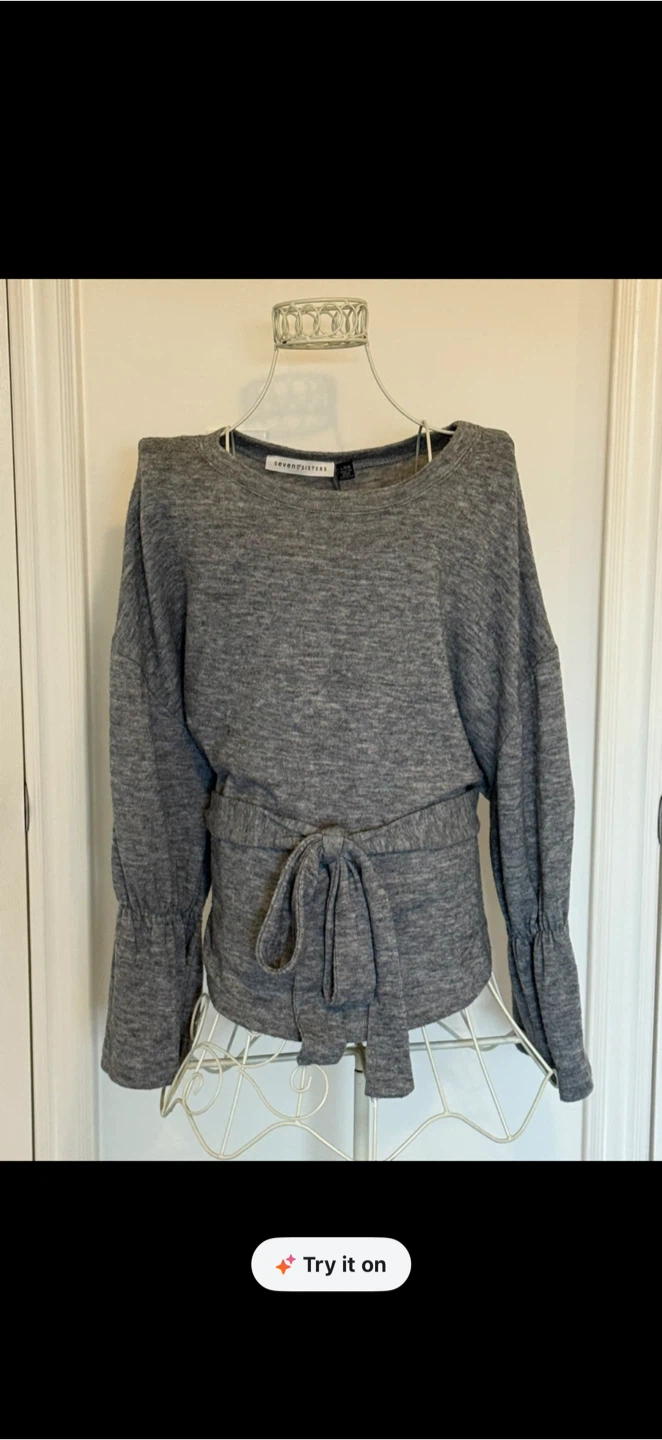 Smart-looking Grey Tie-Waist Blouse-Reduced! - photo 2