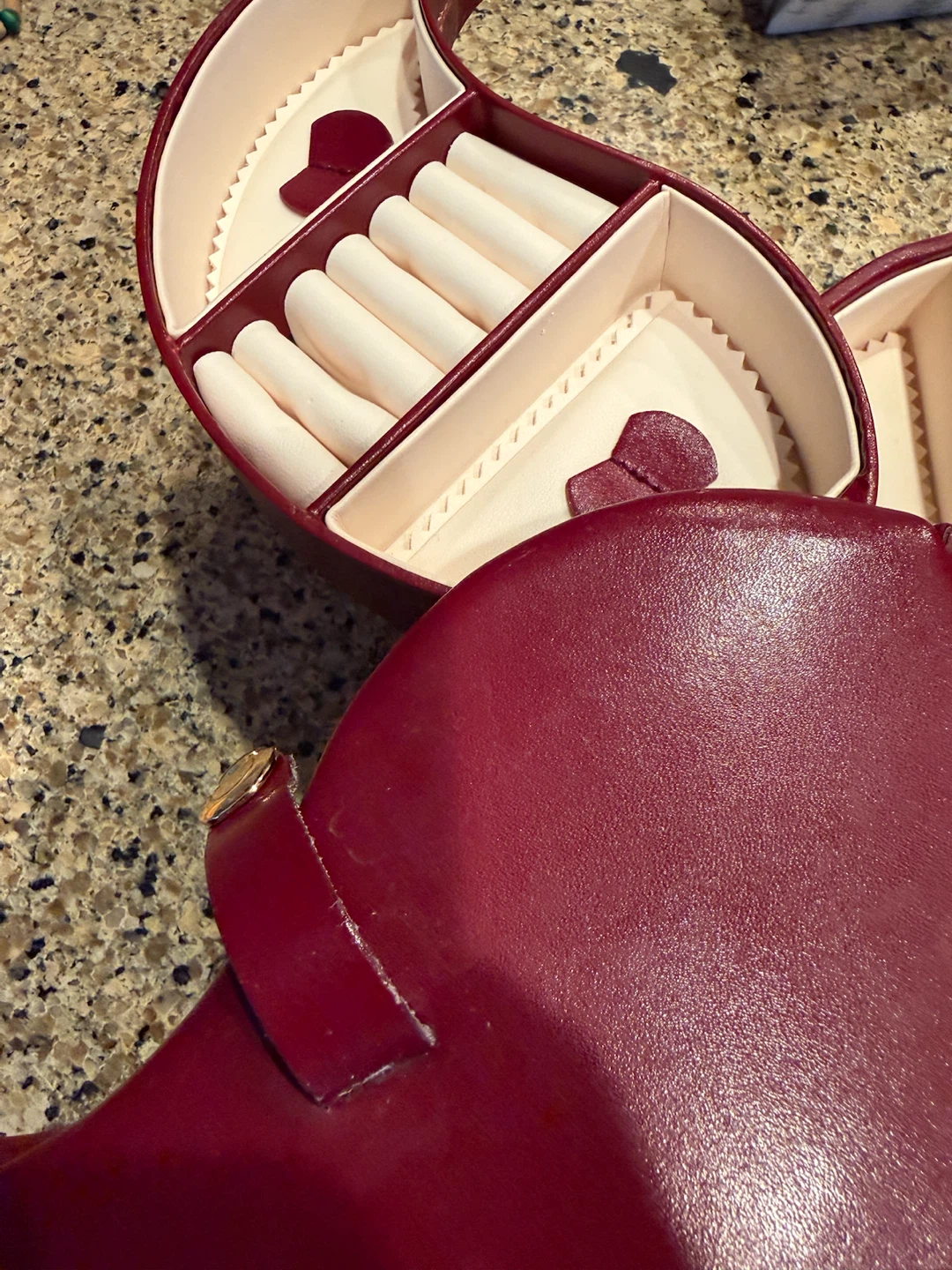 Maroon Leather Jewellery Box - photo 3
