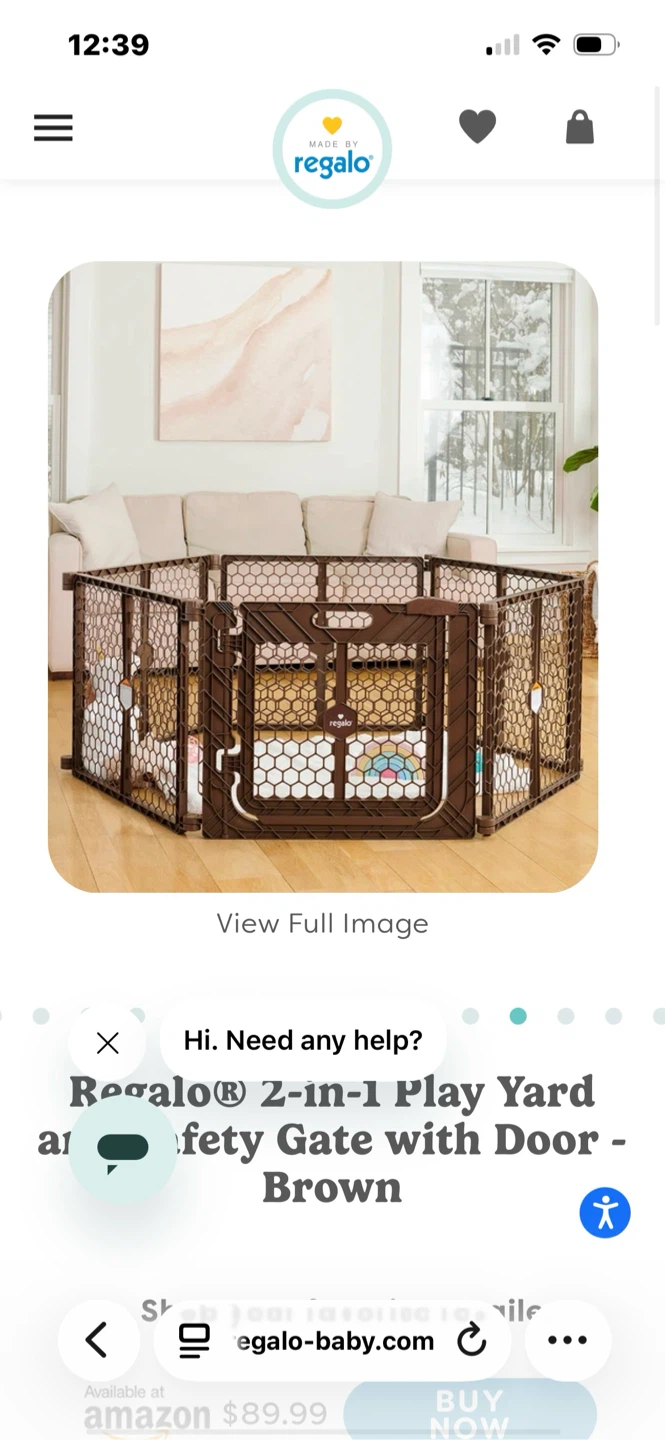 Regalo 2-in-1 Play Yard & Safety Gate with Door - Brown