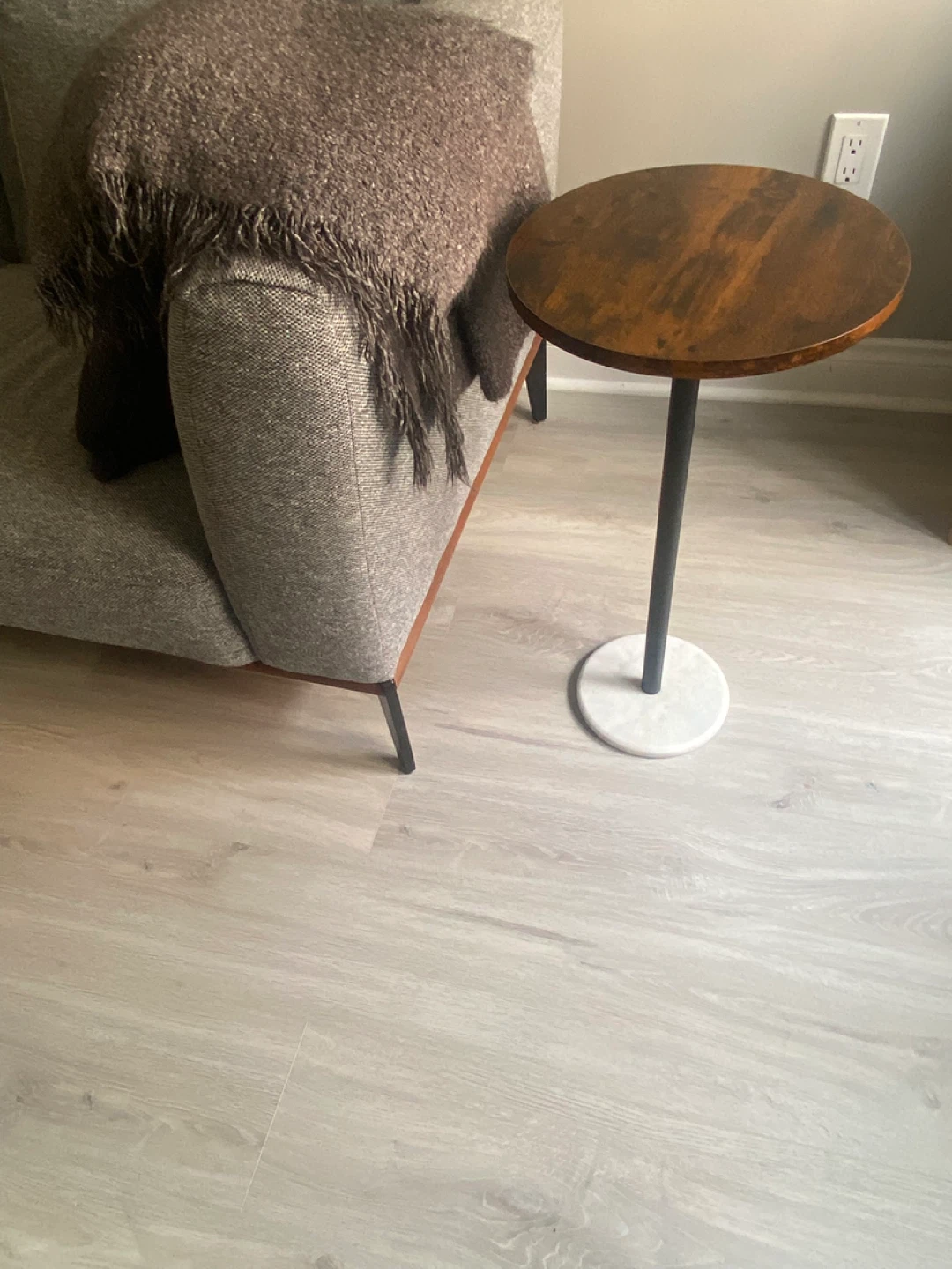 Round Side Table with Wood Top