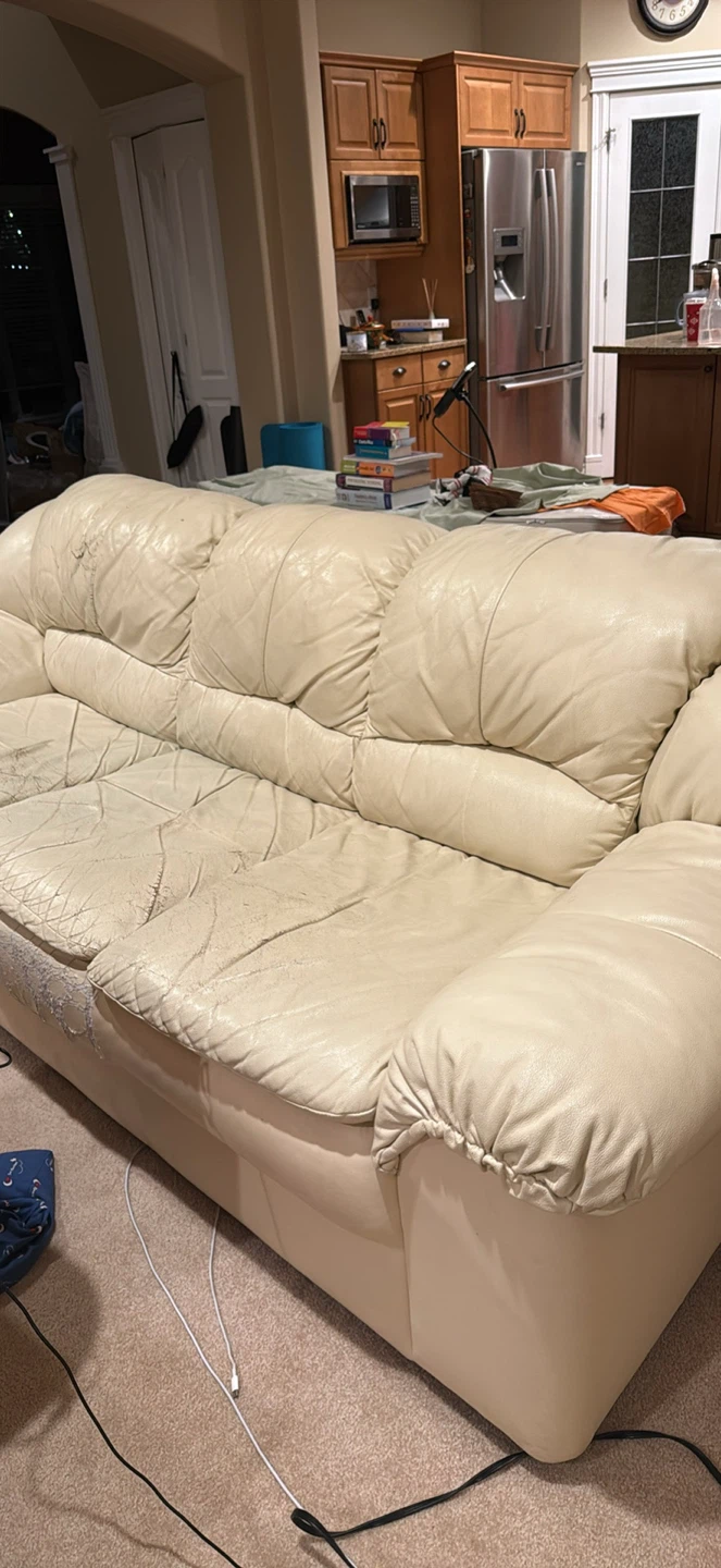Beige Leather Sofa