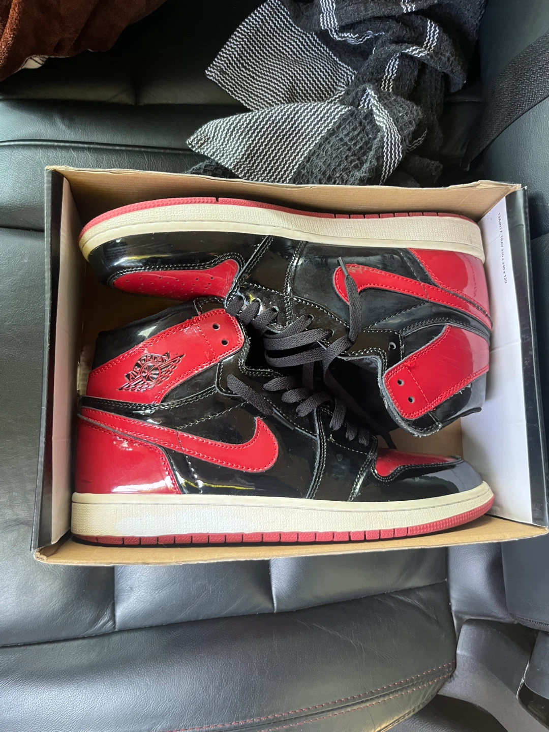 Air Jordan 1 High OG "Black Patent Red" Sneakers - photo 2