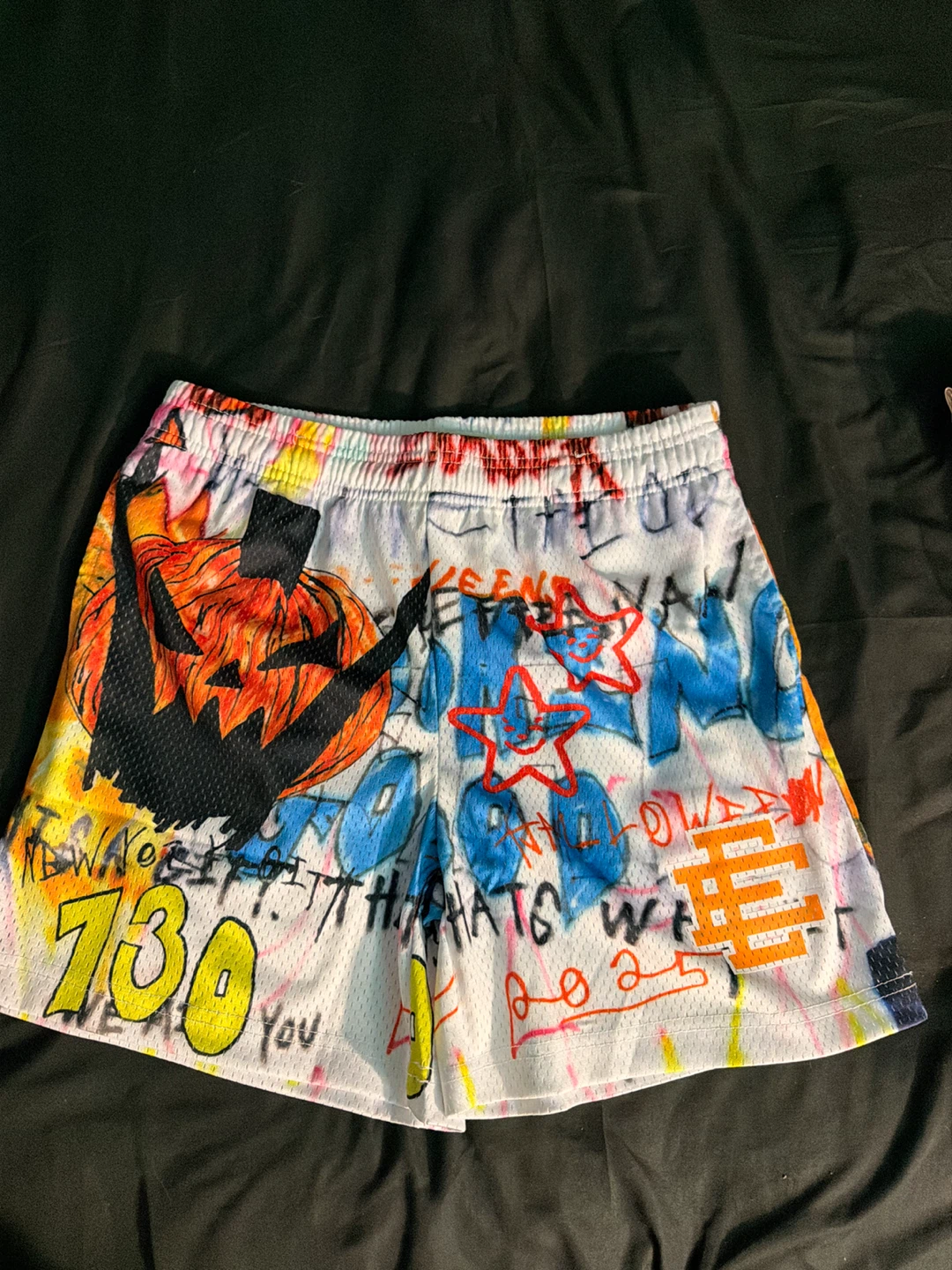 Mesh Basketball Shorts with Graphic Prints - photo 4