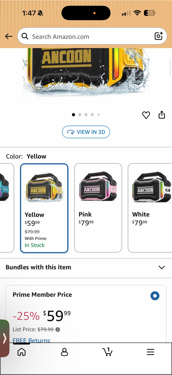 ANCOON Portable Bluetooth Speaker - Yellow - photo 4
