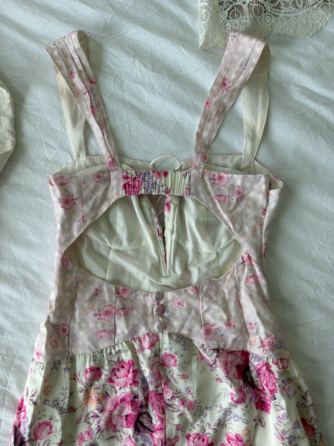 For Love & Lemons Floral Gingham Mini Dress - photo 4