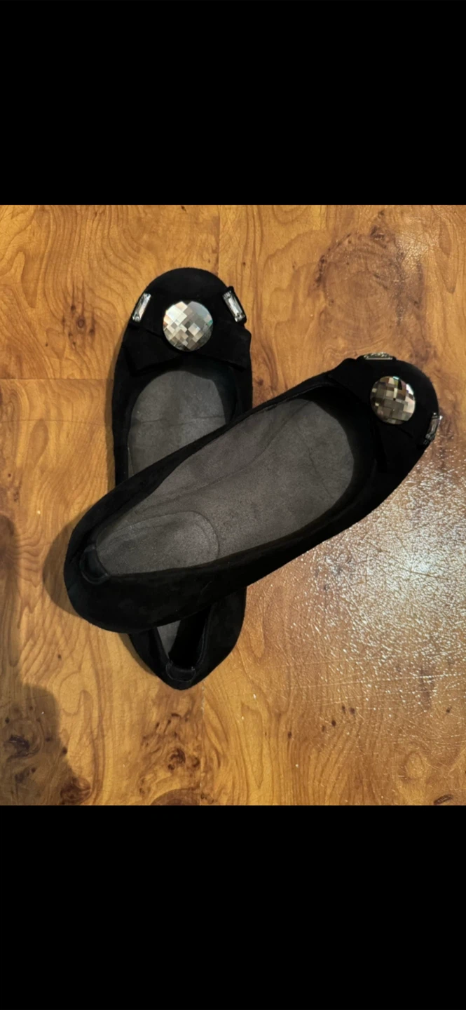 Stuart Weitzman Black Suede Ballet Flats Size 7.5M