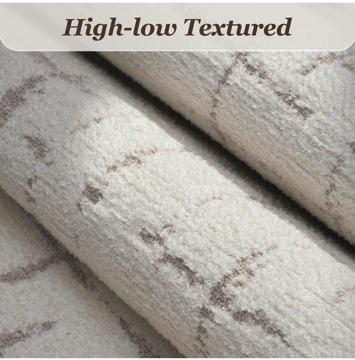 Off white  Area Rug - High-low Textured, 8x10 ft - photo 3