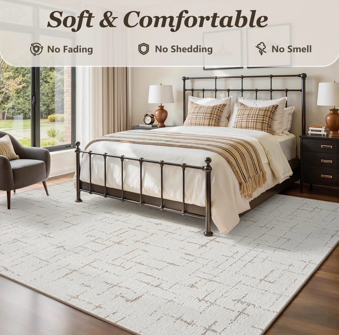 Off white  Area Rug - High-low Textured, 8x10 ft - photo 4