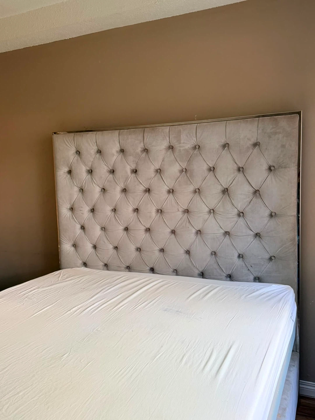 Grey Tufted bed fraame