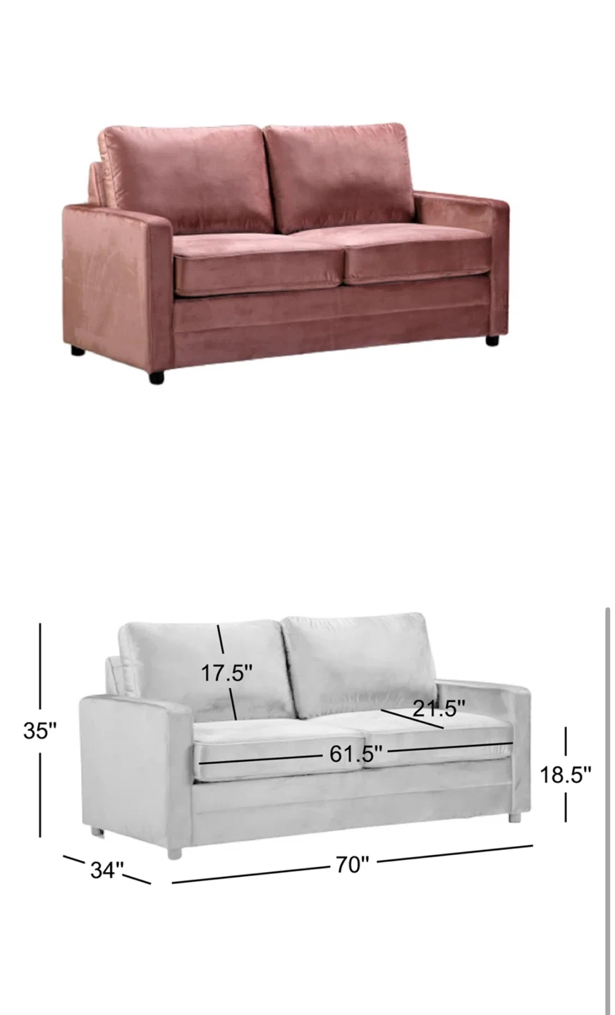 Pink Dusty Rose Velvet Sofa Pull-out Bed - photo 3