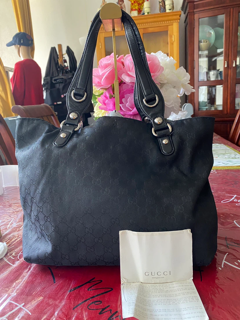 Gucci Black GG Monogram Tote Bag