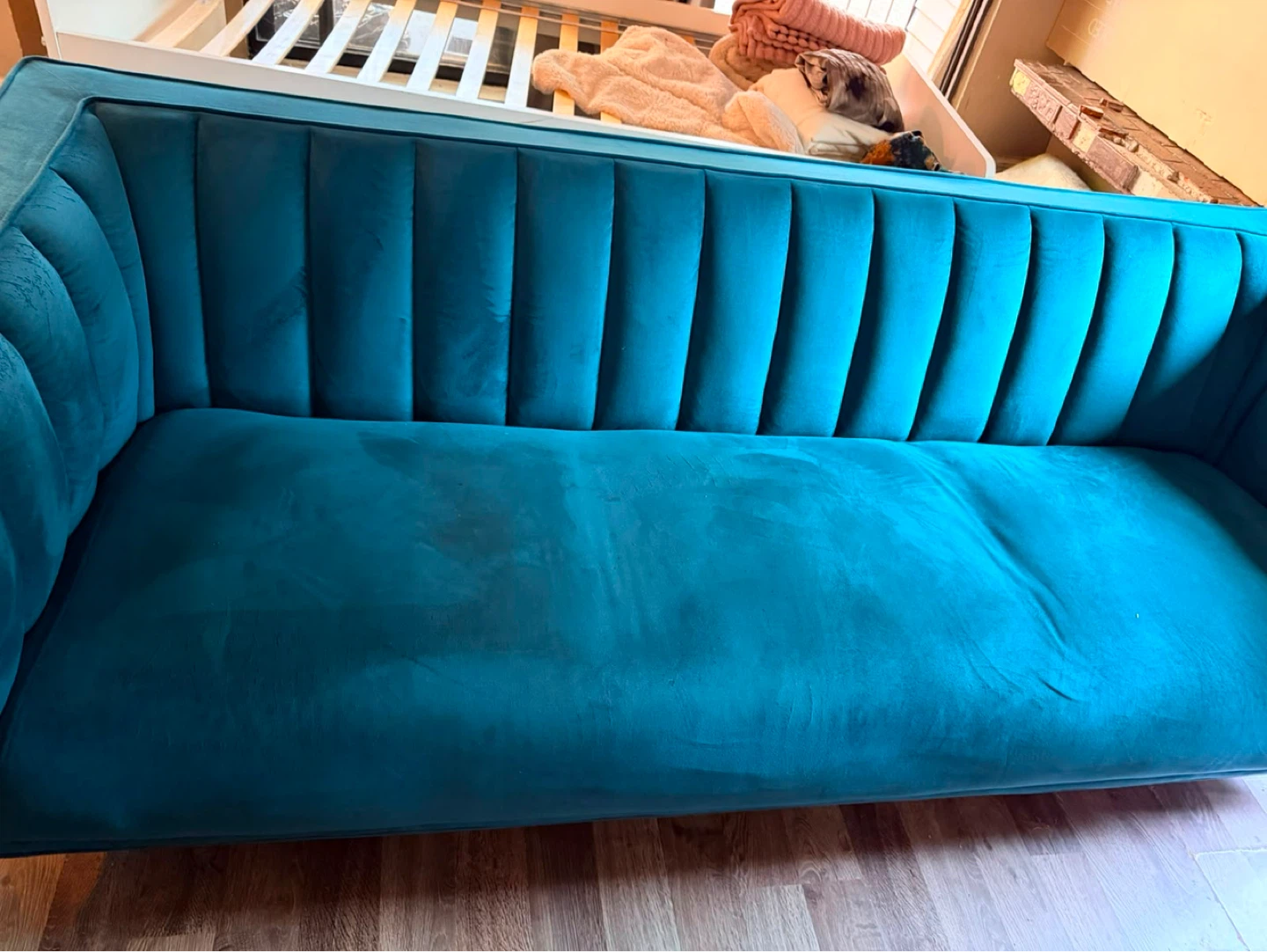 Teal Velvet Sofa