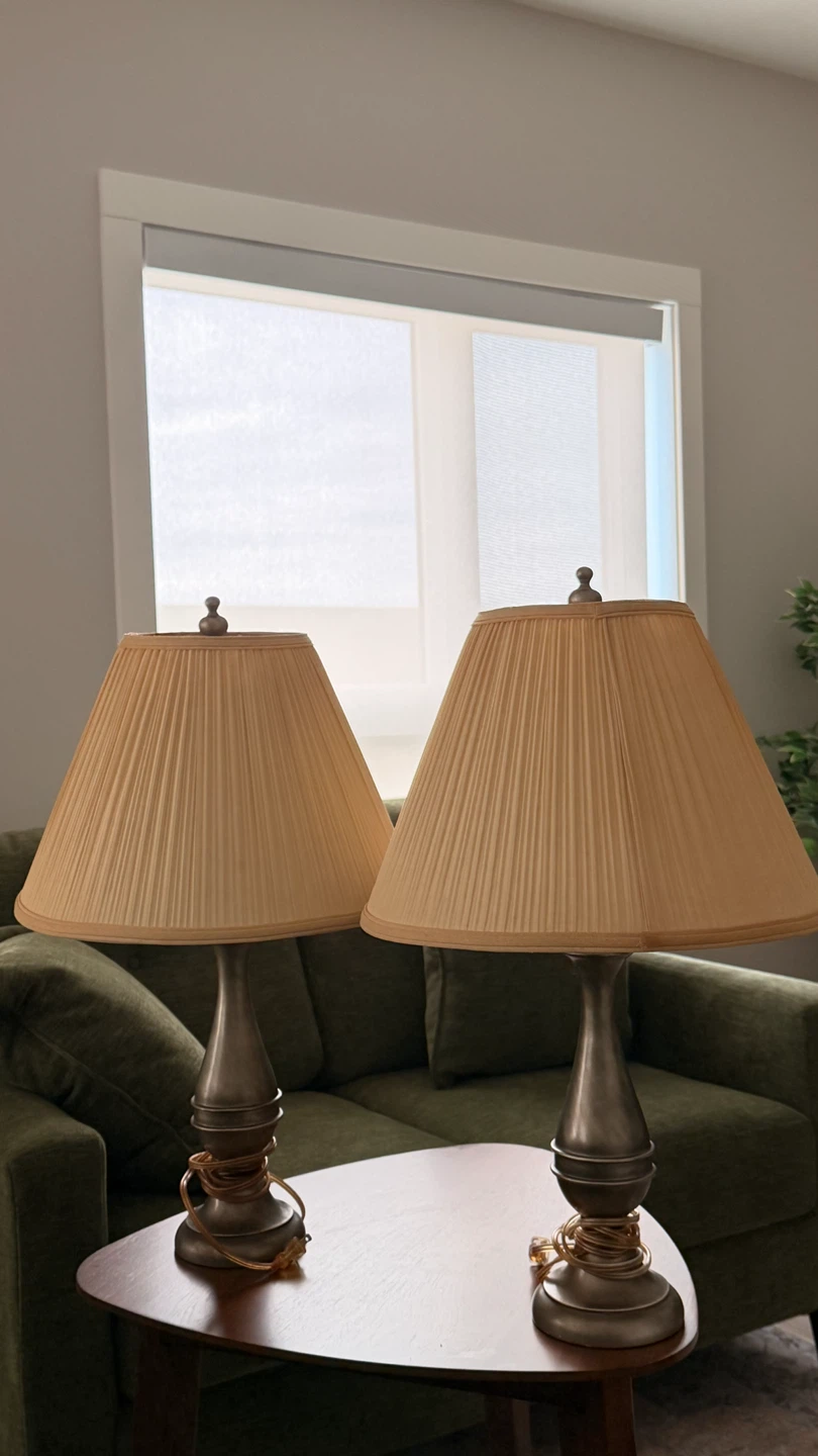 Set of 2 Table Lamps with Pleated Shades