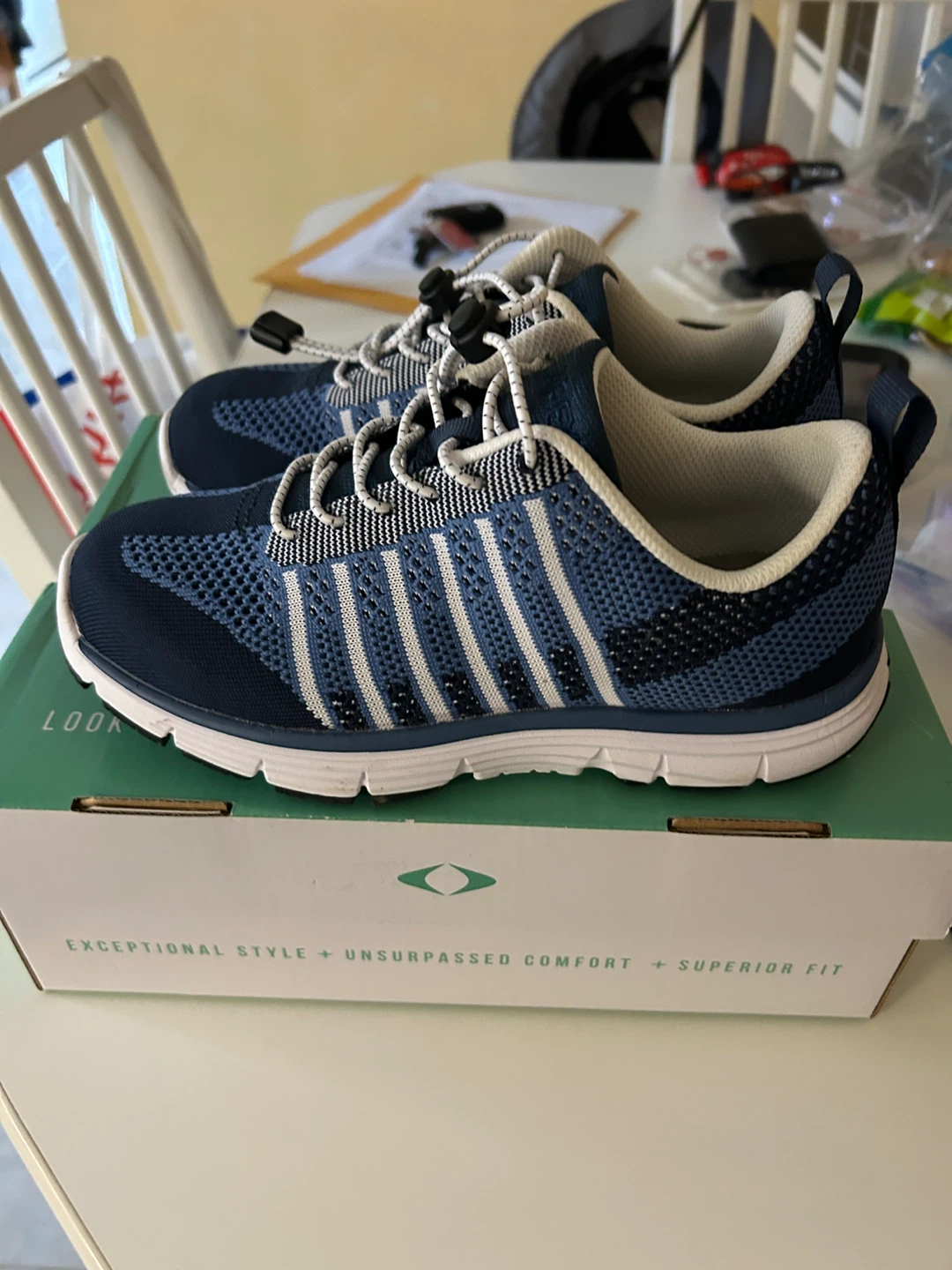 Ryka Women's X-Wide Navy/Blue Knit Lace Up Shoes