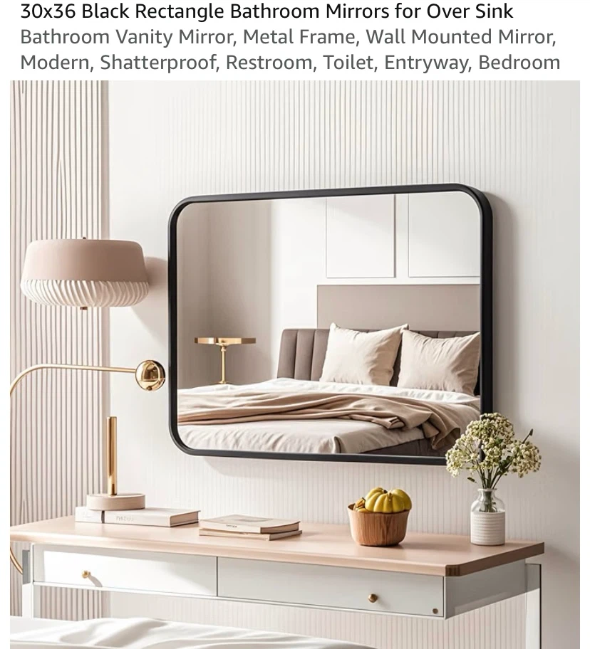 New 30” x 36” Mirror Black Metal Frame - photo 2