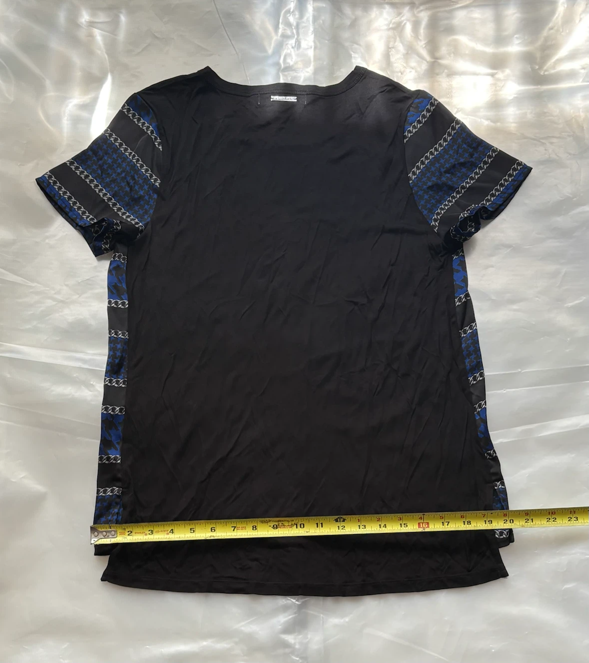 Michael Kors Black Blue Houndstooth Chain Print Top Size M - photo 5